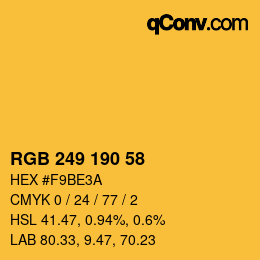 Color code: RGB 249 190 58 | qconv.com