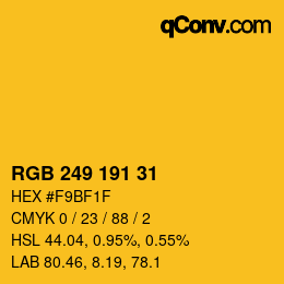 Color code: RGB 249 191 31 | qconv.com