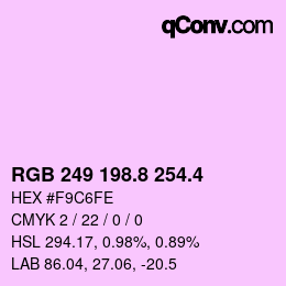 カラーコード: RGB 249 198.8 254.4 | qconv.com