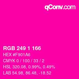 Color code: RGB 249 1 166 | qconv.com