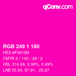 カラーコード: RGB 249 1 180 | qconv.com