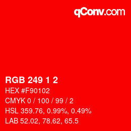 Color code: RGB 249 1 2 | qconv.com