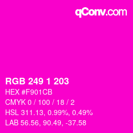 Color code: RGB 249 1 203 | qconv.com