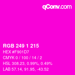 Color code: RGB 249 1 215 | qconv.com