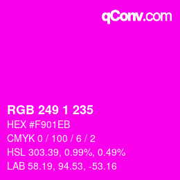 Color code: RGB 249 1 235 | qconv.com