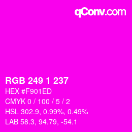 Color code: RGB 249 1 237 | qconv.com