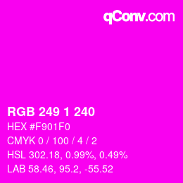 カラーコード: RGB 249 1 240 | qconv.com