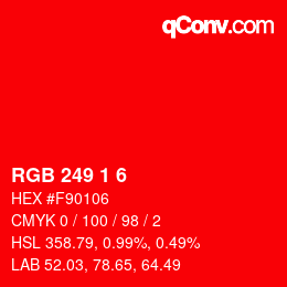 Color code: RGB 249 1 6 | qconv.com
