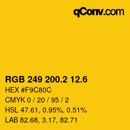 カラーコード: RGB 249 200.2 12.6 | qconv.com