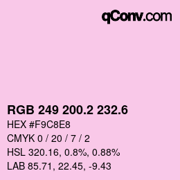 カラーコード: RGB 249 200.2 232.6 | qconv.com