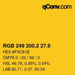 カラーコード: RGB 249 200.2 27.6 | qconv.com