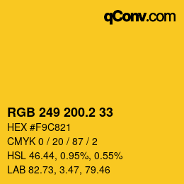 カラーコード: RGB 249 200.2 33 | qconv.com