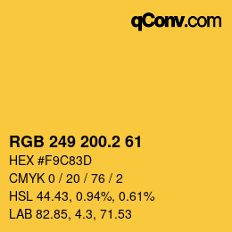 カラーコード: RGB 249 200.2 61 | qconv.com