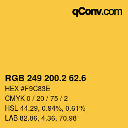 カラーコード: RGB 249 200.2 62.6 | qconv.com