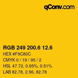 カラーコード: RGB 249 200.6 12.6 | qconv.com
