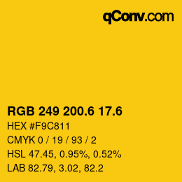 カラーコード: RGB 249 200.6 17.6 | qconv.com