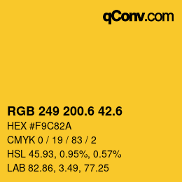 カラーコード: RGB 249 200.6 42.6 | qconv.com