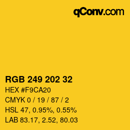 カラーコード: RGB 249 202 32 | qconv.com