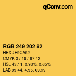 颜色代码: RGB 249 202 82 | qconv.com