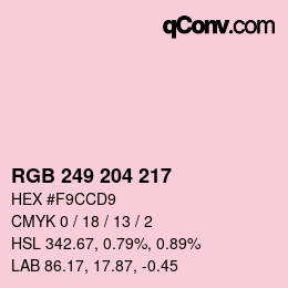 Color code: RGB 249 204 217 | qconv.com