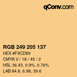 Color code: RGB 249 205 137 | qconv.com