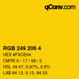 Color code: RGB 249 206 4 | qconv.com