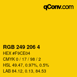 颜色代码: RGB 249 206 4 | qconv.com