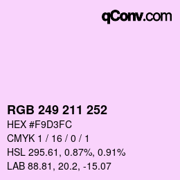 Color code: RGB 249 211 252 | qconv.com