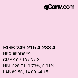 カラーコード: RGB 249 216.4 233.4 | qconv.com