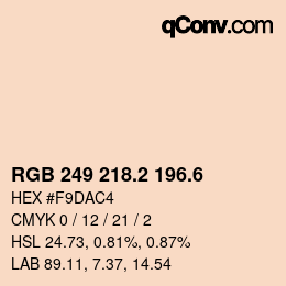 カラーコード: RGB 249 218.2 196.6 | qconv.com