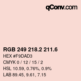 カラーコード: RGB 249 218.2 211.6 | qconv.com