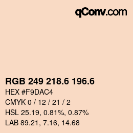 カラーコード: RGB 249 218.6 196.6 | qconv.com