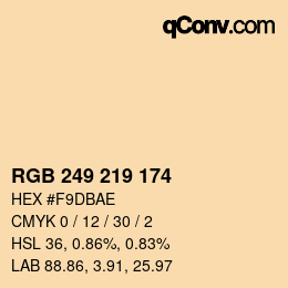 Color code: RGB 249 219 174 | qconv.com