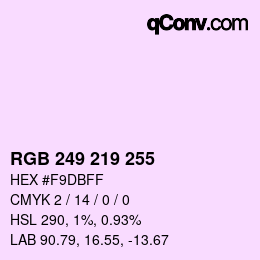 カラーコード: RGB 249 219 255 | qconv.com