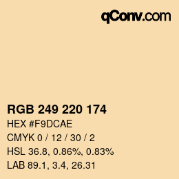 Color code: RGB 249 220 174 | qconv.com