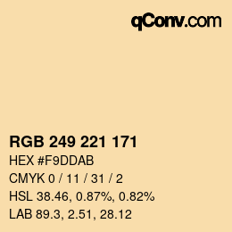 Color code: RGB 249 221 171 | qconv.com