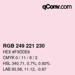 Color code: RGB 249 221 230 | qconv.com