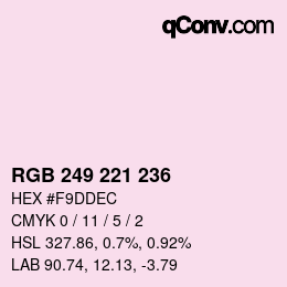 颜色代码: RGB 249 221 236 | qconv.com