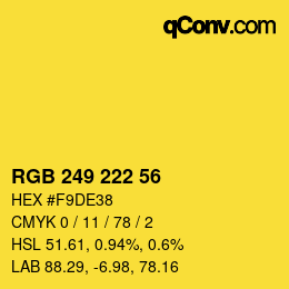 Color code: RGB 249 222 56 | qconv.com