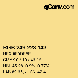 Color code: RGB 249 223 143 | qconv.com