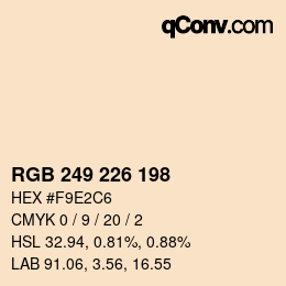 Color code: RGB 249 226 198 | qconv.com
