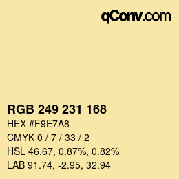 Color code: RGB 249 231 168 | qconv.com