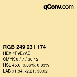 Color code: RGB 249 231 174 | qconv.com