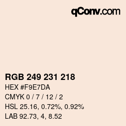 Color code: RGB 249 231 218 | qconv.com