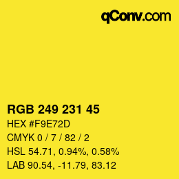 Code couleur: RGB 249 231 45 | qconv.com