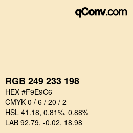 Color code: RGB 249 233 198 | qconv.com