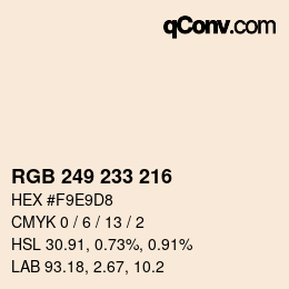 Color code: RGB 249 233 216 | qconv.com