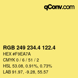 カラーコード: RGB 249 234.4 122.4 | qconv.com