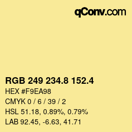 カラーコード: RGB 249 234.8 152.4 | qconv.com