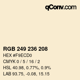 颜色代码: RGB 249 236 208 | qconv.com